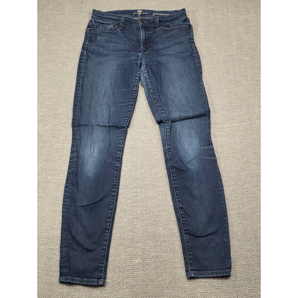 7 For All Mankind Gwenevere‎ Skinny Jeans Dark Wash Womens Size 28 Mid Rise